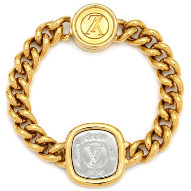 ルイヴィトン LOUIS VUITTON ID LV ブレス M61092 ゴールド×シルバー GP ブレスレット LVマーク