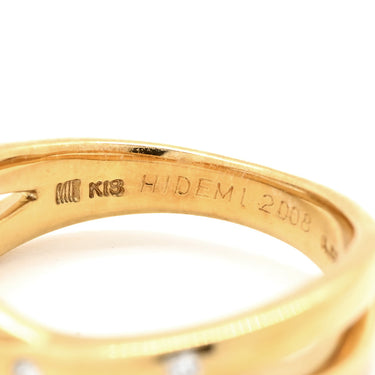 ノンブランド NON BRAND ダイヤ リング イエローゴールド K18YG ダイヤモンド リング 指輪 Au750 18K YG クロス 3粒 ゴールド 11号