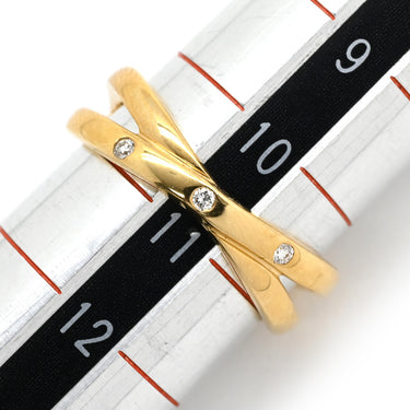 ノンブランド NON BRAND ダイヤ リング イエローゴールド K18YG ダイヤモンド リング 指輪 Au750 18K YG クロス 3粒 ゴールド 11号