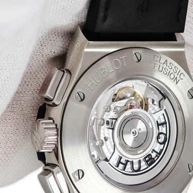 腕時計 ウブロ HUBLOT クラシック フュージョン クロノグラフ チタニウム 521.NX.1171.LR 自動巻き メンズ ブラック 黒 デイト