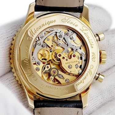 腕時計 ブライトリング BREITLING ナビタイマー メカニック K11022.1 手巻き メンズ K18YG無垢 ブラック クロノグラフ 日本限定