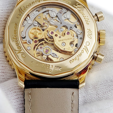 腕時計 ブライトリング BREITLING ナビタイマー メカニック K11022.1 手巻き メンズ K18YG無垢 ブラック クロノグラフ 日本限定