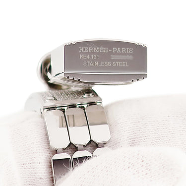腕時計 エルメス HERMES ケリーウォッチ KE4.131 クオーツ レディース 純正ダイヤ ホワイト シェル カデナ型 錠前 南京錠