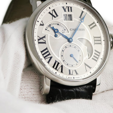 腕時計 カルティエ Cartier ロトンド ドゥ カルティエ グランデイト W1556368 自動巻き メンズ シルバー ギョウシェ デュアルタイム