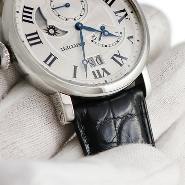 腕時計 カルティエ Cartier ロトンド ドゥ カルティエ グランデイト W1556368 自動巻き メンズ シルバー ギョウシェ デュアルタイム