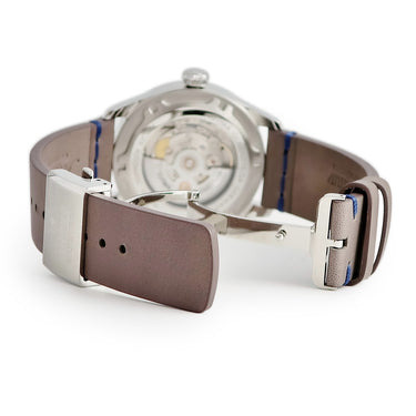 腕時計 チュチマ Tutima フリーガー エアロクラブ デイト 6105-53 自動巻き メンズ 新品同様 ダークブルー 青 バー シースルーバック