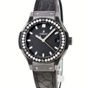 腕時計 ウブロ HUBLOT クラシック フュージョン ブラックマジック ダイヤモンド 581.CM.1171.LR.1104 クオーツ レディース 新品同様