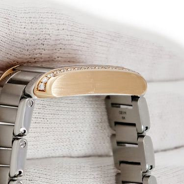 腕時計 カルティエ Cartier タンク アングレーズ SM W3TA0002 クオーツ レディース K18PG×SS コンビ 純正ダイヤ ギョウシェ