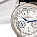 腕時計 ランゲ&ゾーネ LANGE&SOHNE 1815 クロノグラフ 401.026 手巻き メンズ K18WG無垢 シルバー アラビア 青針 スモールセコンド