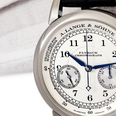 腕時計 ランゲ&ゾーネ LANGE&SOHNE 1815 クロノグラフ 401.026 手巻き メンズ K18WG無垢 シルバー アラビア 青針 スモールセコンド