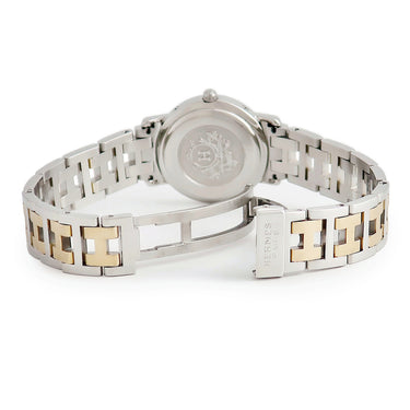 腕時計 エルメス HERMES クリッパー CL4.220 クオーツ レディース GP×SS ホワイト Hマークブレス ヴィンテージ デイト アラビア