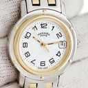 腕時計 エルメス HERMES クリッパー CL4.220 クオーツ レディース GP×SS ホワイト Hマークブレス ヴィンテージ デイト アラビア