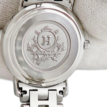 腕時計 エルメス HERMES クリッパー CL4.220 クオーツ レディース GP×SS ホワイト Hマークブレス ヴィンテージ デイト アラビア