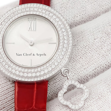 腕時計 ヴァンクリーフアーペル Van Cleef & Arpels チャーム ミニウォッチ VCARO29900 クオーツ レディース メーカーOH済 K18WG無垢 純正ダイヤ