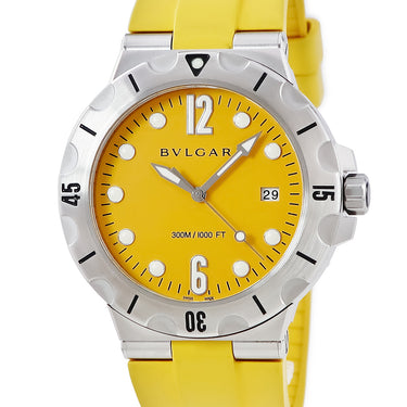 腕時計 ブルガリ BVLGARI ディアゴノ プロフェッショナル スクーバ DP41SSD 自動巻き メンズ イエロー デイト 逆回転防止ベゼル
