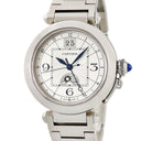 腕時計 カルティエ Cartier パシャ XL ナイト&デイ W31093M7 自動巻き メンズ シルバー GMT デイト ギョウシェ 青針