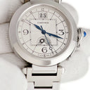 腕時計 カルティエ Cartier パシャ XL ナイト&デイ W31093M7 自動巻き メンズ シルバー GMT デイト ギョウシェ 青針