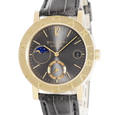 腕時計 ブルガリ BVLGARI ブルガリブルガリ ムーンフェイズ BB38GLMP 自動巻き メンズ K18YG無垢 グレー デイト スモールセコンド
