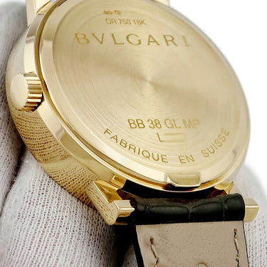 腕時計 ブルガリ BVLGARI ブルガリブルガリ ムーンフェイズ BB38GLMP 自動巻き メンズ K18YG無垢 グレー デイト スモールセコンド