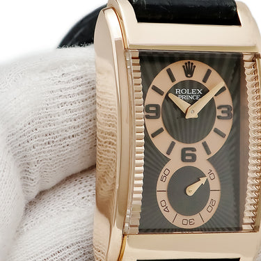 腕時計 ロレックス ROLEX チェリーニ プリンス 5442/5 D番 手巻き メンズ D番 K18エバーRG無垢 復刻モデル ブラックサンビーム