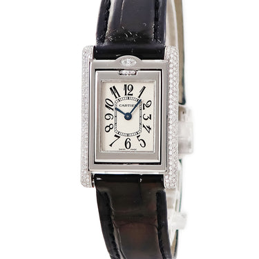 腕時計 カルティエ Cartier タンク バスキュラント SM WA203531 クオーツ レディース K18WG無垢 純正ダイヤ 角型 反転ケース