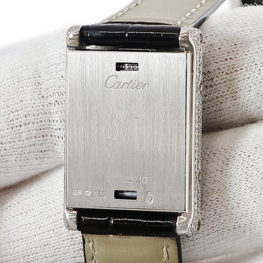 腕時計 カルティエ Cartier タンク バスキュラント SM WA203531 クオーツ レディース K18WG無垢 純正ダイヤ 角型 反転ケース