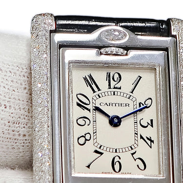 腕時計 カルティエ Cartier タンク バスキュラント SM WA203531 クオーツ レディース K18WG無垢 純正ダイヤ 角型 反転ケース