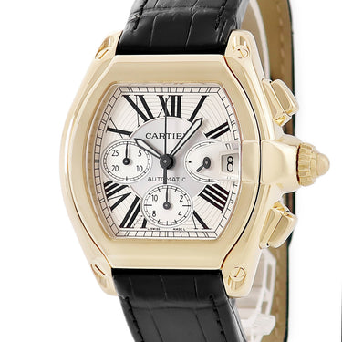 腕時計 カルティエ Cartier ロードスター XL クロノグラフ W62021Y3 自動巻き メンズ K18YG無垢 シルバー デイト スモールセコンド