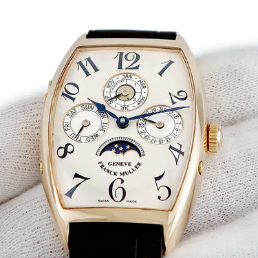 腕時計 フランクミュラー FRANCK MULLER トノウカーベックス パーペチュアルカレンダー 2851 S6 QP 自動巻き メンズ K18PG無垢 アイボリー