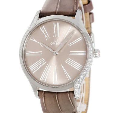 腕時計 オメガ OMEGA デ ヴィル トレゾア 428.18.39.60.13.001 クオーツ レディース 純正ダイヤ トープブラウン ローマン