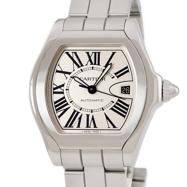 腕時計 カルティエ Cartier ロードスター S LM W6206017 自動巻き メンズ デイト ローマン シルバー トノウ