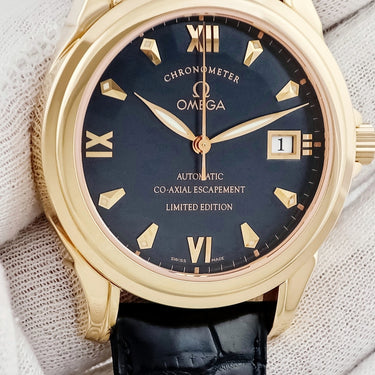 腕時計 オメガ OMEGA デ ヴィル CO-AXIAL クロノメーター 5931.81.23 自動巻き メンズ K18PG無垢 デイト ローマン 限定 ラウンド