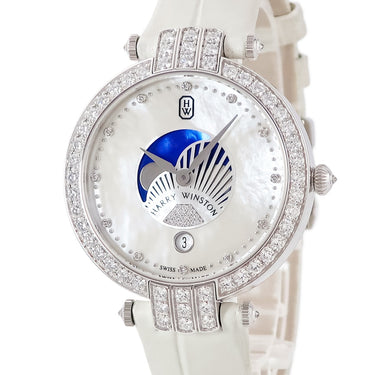 腕時計 ハリーウィンストン Harry Winston プルミエール ムーンフェイズ PRNQMP36WW001 クオーツ レディース K18WG無垢 純正ダイヤ シェル