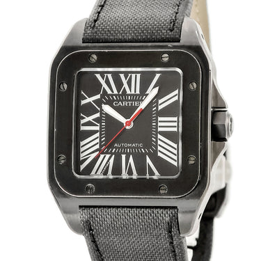 腕時計 カルティエ Cartier サントス 100 LM カーボンコーティング WSSA0006 自動巻き メンズ ADLC ブラック スクエア