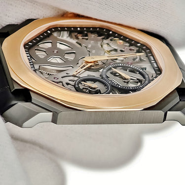 腕時計 ブルガリ BVLGARI オクト フィニッシモ スケルトン 102469 BGO40SPGXTSK 手巻き メンズ K18PG×SS コンビ スモールセコンド