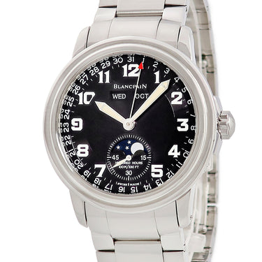 腕時計 ブランパン BLANCPAIN レマン トリプルカレンダ－ ムーンフェイズ 2763-1130A-11 自動巻き メンズ ブラック ポインターデイト