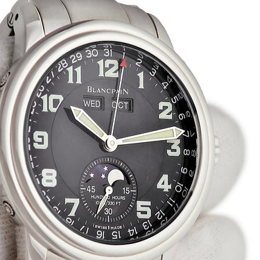 腕時計 ブランパン BLANCPAIN レマン トリプルカレンダ－ ムーンフェイズ 2763-1130A-11 自動巻き メンズ ブラック ポインターデイト