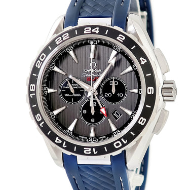 腕時計 オメガ OMEGA シーマスター アクアテラ CO-AXIAL GMT クロノグラフ 231.13.44.52.06.001 自動巻き メンズ グレー 縦縞