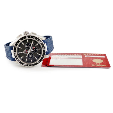 腕時計 オメガ OMEGA シーマスター アクアテラ CO-AXIAL GMT クロノグラフ 231.13.44.52.06.001 自動巻き メンズ グレー 縦縞