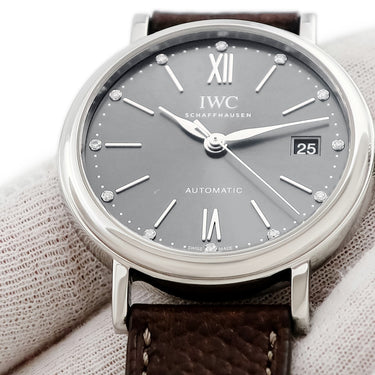 腕時計 IWC IWC ポートフィノ オートマティック 37 IW458603 自動巻き メンズ 純正12Pダイヤ デイト グレー バー ローマン