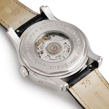 腕時計 クエルボ・イ・ソブリノス CUERVO Y SOBRINOS ロブスト トリカレンド グラフォ ルナ スケルトン 155A2804-1BS 自動巻き メンズ ホワイト