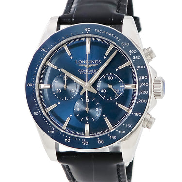 腕時計 ロンジン LONGINES コンクエスト クロノグラフ L3.835.4 自動巻き メンズ ブルー 青 タキメーター スモールセコンド