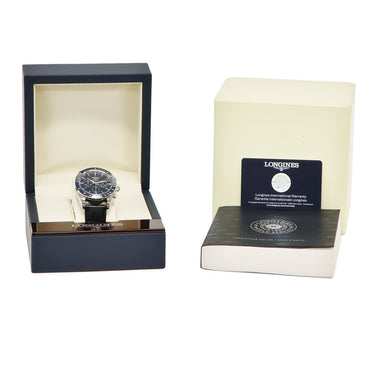 腕時計 ロンジン LONGINES コンクエスト クロノグラフ L3.835.4 自動巻き メンズ ブルー 青 タキメーター スモールセコンド