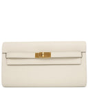 エルメス HERMES ケリーウォレット ロング トゥーゴー クレ ヴォーエプソン 長財布 ゴールド金具 オフホワイト ショルダー