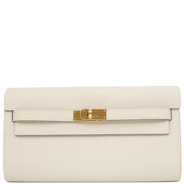 エルメス HERMES ケリーウォレット ロング トゥーゴー クレ ヴォーエプソン 長財布 ゴールド金具 オフホワイト ショルダー