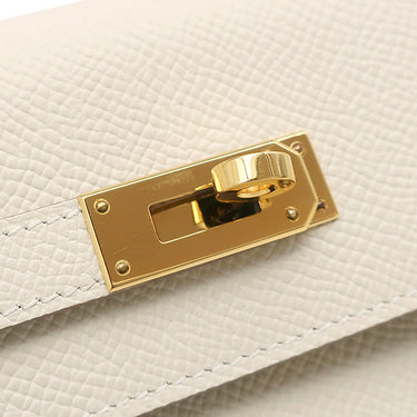 エルメス HERMES ケリーウォレット ロング トゥーゴー クレ ヴォーエプソン 長財布 ゴールド金具 オフホワイト ショルダー