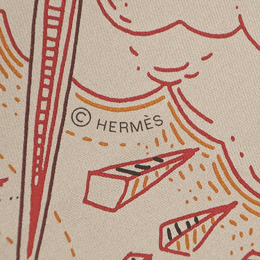 エルメス HERMES カレ90 CARRE マロングラッセ×レッド×ブラック シルク スカーフ 【PLEASE HOLD THE LINE/プリーズ ホールド ザ ライン】