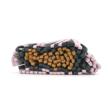 エルメス HERMES カルメン トリコロール モーヴペール×ヴェールシプレ×セサミ ラムスキン キーリング シルバー金具 茶 緑