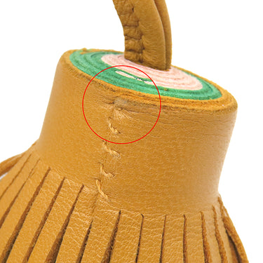 エルメス HERMES カルメン トリコロール セサミ×ミント×ローズサクラ ラムスキン キーリング シルバー金具 フリンジ 茶 緑 ピンク