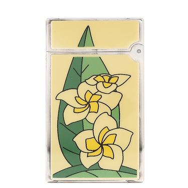 デュポン DUPONT ファンタジー プルメリア 0017393 フラン×ジョーヌ メタル ライター シルバー金具 黄色 白 着火確認済